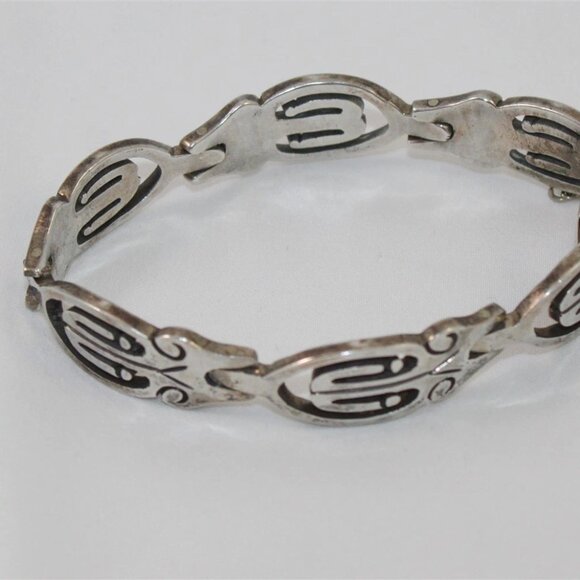 Vintage Taxco Mexico J Sotelo Sterling Silver 925 Link 6.7" Bracelet weighs 38.1 - Picture 6 of 6